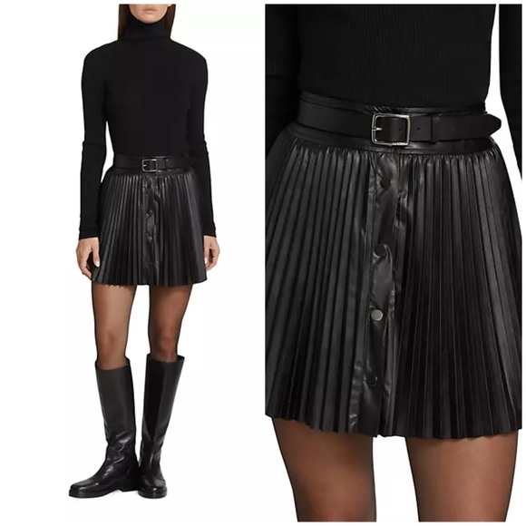 Ramy Brook Anya Mini Vegan Leather Skirt in Black Size 4 - Picture 2 of 15